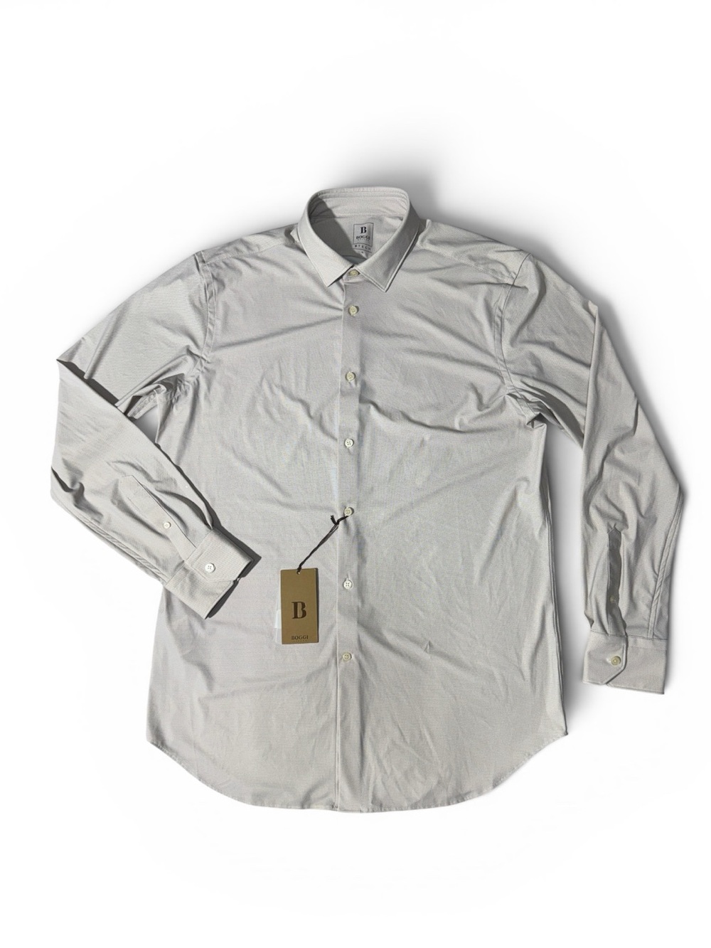 NEW Boggi Milano mens XL taupe micro pattern tech performance shirt NWT